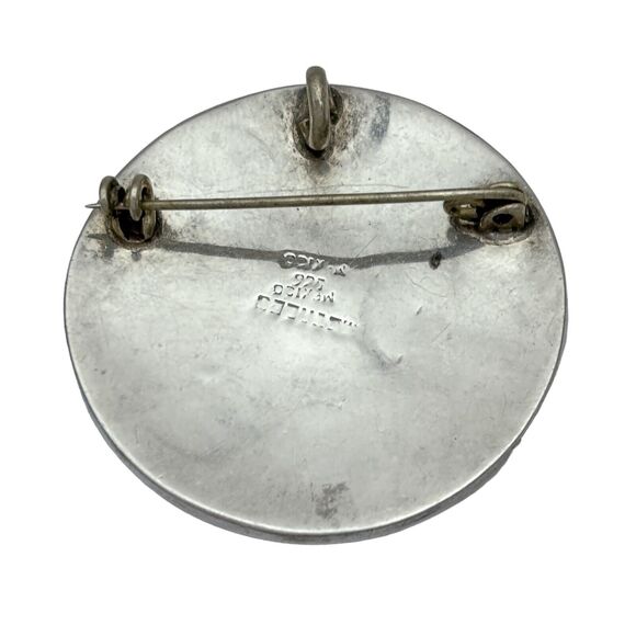 Malachite Inlay Chacmool Brooch Pendant | Mexican Mayan Incan | Sterling Silver - Picture 4 of 8